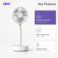 Ventilateur brumisateur pliable portable, réservoir d'eau de 600 ml, ventilateur de bureau rechargeable de 2000 mAh avec télécommande pour les voyages, la maison et le bureau