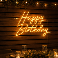 Letrero Luminoso LED de Silicona Flexible con Letras Escritas a Mano, Decoración para Fiestas de Cumpleaños, Luz Nocturna USB para Habitación Infantil
