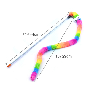 Palo de broma interactivo para gatos, juguete colorido de gusanos suaves, venta al por mayor - Product Image 3