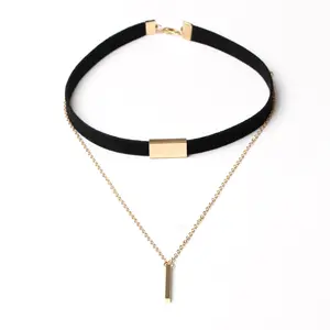 Fashion Gold chain black velvet Women Choker Necklace chokers for women necklace jewelry Wholesale NSYR-05000