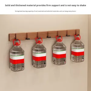 Perchero <span class=keywords><strong>de</strong></span> <span class=keywords><strong>Pared</strong></span> Pequeño <span class=keywords><strong>de</strong></span> Bambú para Dormitorio o Entrada, Sin Taladro, con Ganchos Creativos para Puerta - Product Image 4