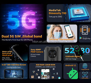 Самый дешевый защищенный смартфон 5G с экраном 6 дюймов, 8+128 ГБ, GPS, NFC, сканером отпечатков пальцев, водонепроницаемый IP68, мобильный телефон 5G с функциями SOS и PTT - Product Image 4