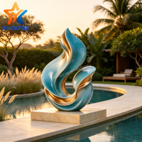 Sculpture en acier inoxydable à motif abstrait dégradé personnalisé en forme de pétale, pour intérieur et extérieur, idéale pour hôtels, centres commerciaux, parcs municipaux, aménagements aquatiques et villas.