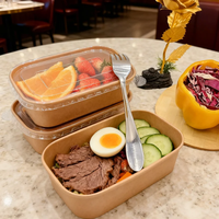 Caja de Papel Kraft Ecológica y Moderna para Aperitivos de Fideos, Impermeable, Apilable, para Comida para Llevar, con Logotipo Personalizado