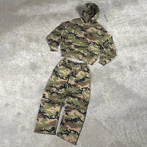 Custom Streetwear Baggy Camo Track Suit Set Men Heavy Cotton Unisex Sweatsuits - Product Image 3