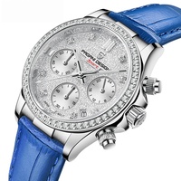 Montres à quartz pour femmes, vente en gros personnalisée, cadran serti de cristaux, fonction calendrier, étanches, boîtier en acier, mouvement japonais TMI VD55