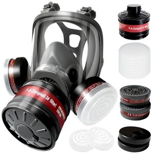 Envío directo transfronterizo, máscara de gas de silicona de cara completa grande, capucha especial para protección contra el polvo, respirador de pulido de pintura en aerosol - Product Image 4