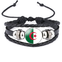 Bracelets en cuir avec logo de drapeaux de différents pays africains, pierres précieuses en verre, Côte d'Ivoire, Libye, Nigéria, Ghana, Sénégal, bracelet avec drapeau, cadeaux sportifs