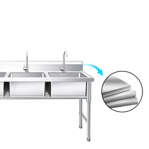 Cuci Piring Tiga Lubang Stainless Steel 201/304 Langsung dari Pabrik Cina, Tahan Lama untuk Dapur Komersial, Anti Karat, dan Mudah Dibersihkan - Product Image 5