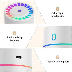 अल्ट्रासोनिक ठंडा धुंध ह्यूमिडिफायर मिनी अल्ट्रासोनिक धुंध निर्माता 7 रंग की लाइट 2 धुंध पोर्टेबल ह्यूमिडिफायर - Product Image 4