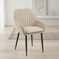 Fauteuil confortable moderne avec pieds en métal doré, chaise d'appoint en velours beige pour la maison, salon, salle à manger, avec coussin