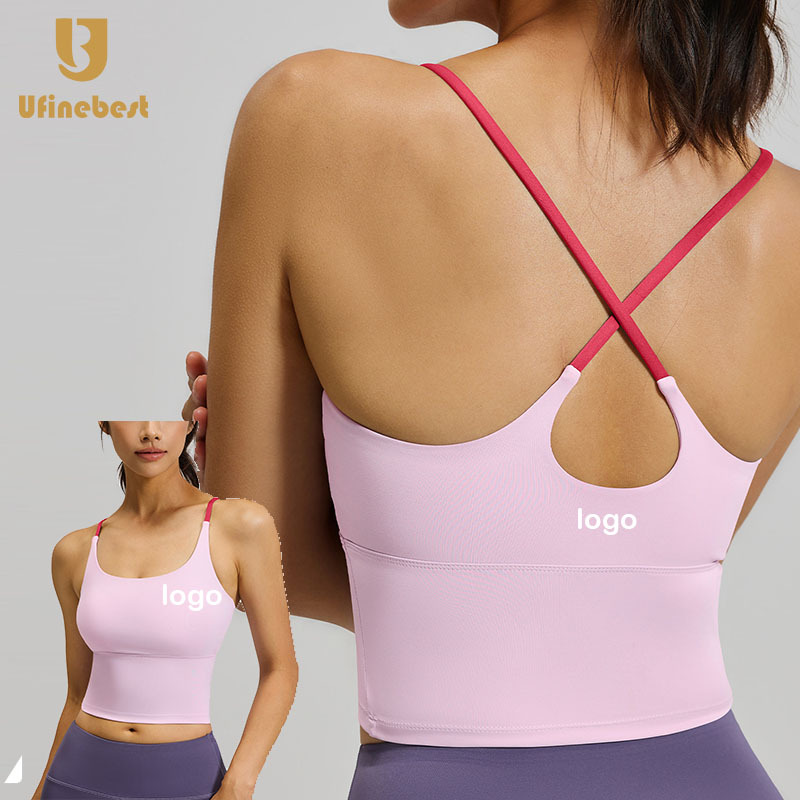 Breathable High Elastic Naked Sports Underwear Women's Summer Belt Chest Pad Yoga Bra Fitness Vest Top