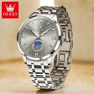 Reloj Deportivo Luminiscente Impermeable con Logotipo Personalizado Olevs 3646, Reloj de Cuarzo Multifuncional con Fase Lunar y Calendario Rectangular para Hombre - Product Image 2