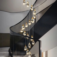 Luminaire suspendu en métal doré personnalisé pour la décoration résidentielle, luminaire moderne en cristal LED pour villa, escalier