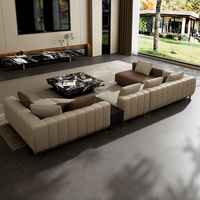 Ensemble de canapés en cuir de style italien moderne, luxe léger, à touches de piano, pour bureau, maison, hôtel