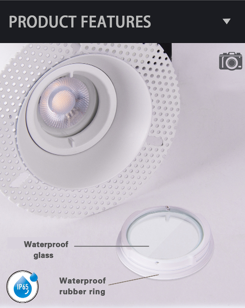 Custom GU10 Fire Rated Anti Glare Trimless Downlight Fixtures For Hotel Showroom
