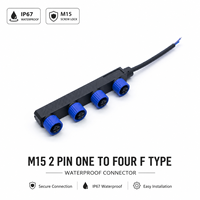 Conectores Impermeables IP67 M15 Uno a Muchos, Luz Solar para Exteriores, Panel Fotovoltaico LED, Tipo F, Ensamblaje de Cable Industrial en Paralelo