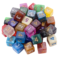 Dés polyédriques D6 marbrés à paillettes 16 mm en acrylique et résine, 6 faces, gravés sur mesure pour les jeux de rôle DND et jeux de société