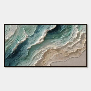 Ocean's Breath Textured Wabi Sabi Coastal Seascape Handmade Oil Painting Large Canvas Paintings and Wall Decorative Arts Framed - Product Image 6