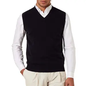 New Arrivals Men's Classic V Neck Sweater Vest 70% Wool 30% Cashmere High Quality Spring Computer Knitted Pullover