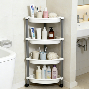 Étagère de rangement moderne en plastique PP à roulettes, non pliable, pour la salle de bain et la cuisine, organisateur d'articles de toilette et d'épices - Product Image 2