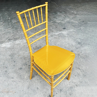 Chaise de banquet de mariage, chaise de salle à manger d'hôtel, chaise en bambou et plastique intégral, chaise Napoléon brillante en PP doré, chaise en plastique d'extérieur pour pelouse