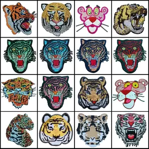 Custom Embroidered Chenille Glitter Patches Large Logo Design Wholesale Embroidery Chenille Tiger Patches