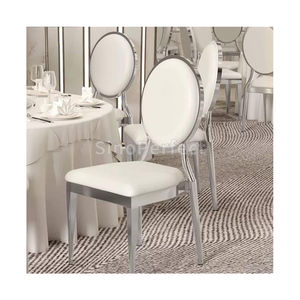 Wholesale <b>Stackable</b> Modern Sliver White Metal Stainless Steel Wedding <b>Chairs</b> Events Luxury for Hotel <b>Dining</b> Hall Banquet Party - Product Image 1