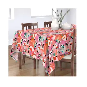 Decorative Floral Print &Cotton Resistant Fabric Amazon Luxury Double Layers Table Cloth Premium Floral Design