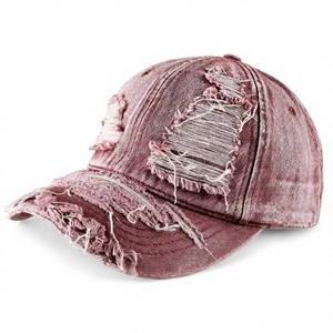 Distressed Washed Denim Canvas Baseball Cap Vintage Dad Hat mit zerrissenen Details, verstellbarer Metallschnalle, Unisex, individuell anpassbar - Product Image 1