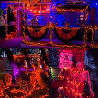 Warmweiße Solar-Halloween-Weihnachts-LED-Lichter 8 Modi Dimmbar IP65 Wasserdicht Ra80 Baum Terrasse Garten Thanksgiving-Dekorationen