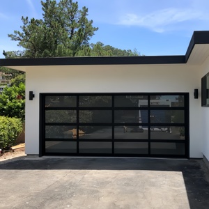 Porte de garage commerciale pleine vue personnalisée miroir de porte de garage en verre trempé porte de garage en verre en alliage d'aluminium à vendre - Product Image 3