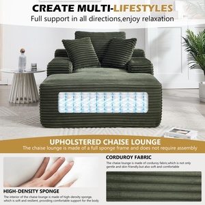 Canapé-<span class=keywords><strong>lit</strong></span> surdimensionné en mousse haute densité sans armature, avec trois coussins moelleux, vert - Product Image 5