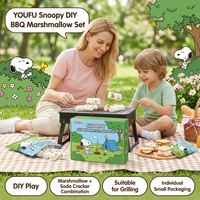 Boîte de 125g de biscuits sandwichs au chocolat et guimauves BBQ, thème dessin animé, vente en gros, collation, marque privée