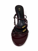 Sandales à talons hauts pour femmes, style européen et américain, bout rond ouvert, avec accents métalliques, en cuir synthétique PU