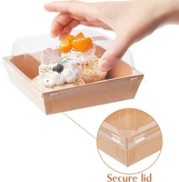 Boîte à donuts jetable, contenants alimentaires carrés de 5 pouces, boîte en papier pour sandwichs, biscuits, tranches de gâteau, pâtisseries, aliments cuits, avec couvercles transparents