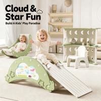 Ensemble de jeu modulaire 6-en-1 pour tout-petits : grimpeur, toboggan, chaise à bascule, parc de jeu, bureau d'étude – Mobilier de jeu d'intérieur pour la maison