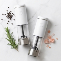 Lot de 2 moulins à poivre électriques Type-C à une touche, rechargeables sans fil, à mouture automatique réglable, avec support en acier inoxydable