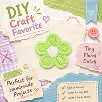 Mini patch brodé de fleurs vert clair de 1,6 cm, appliqué à coudre pour vêtements, sacs, chapeaux, accessoires pour cheveux et décoration artisanale DIY.