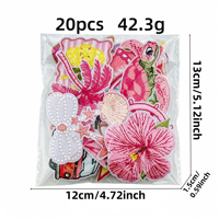Patchs thermocollants brodés style station balnéaire estivale rose avec coquillages et cocotiers pour la décoration de vêtements, sacs et chapeaux