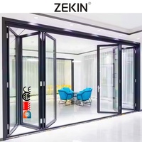 Portes à deux volets Certification NFRC AS2047 Store à rouleau électrique Grand balcon à impact d'ouragan Porte pliante coulissante insonorisée
