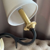 Lampe murale rétro en cuivre, style américain simple et moderne, pour salon, chambre à coucher, double tête, pour l'intérieur