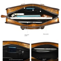 Porte-documents de bureau pour homme en cuir véritable fait main haut de gamme, grande capacité, style rétro classique, fermeture à glissière