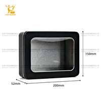 Tin smaker Custom Printed Rechteckige Metall dose Box OEM & ODM Lebensmittel qualität Schwarz Fenster Blechdose Recycelbare Deckel Verpackung Großhandel