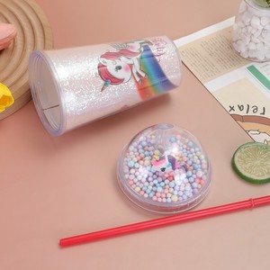 450ml Insulated Magical Unicorn <b>Plastic</b> Tumbler with <b>Straw</b> Dome Lid for Summer Cold <b>Drinks</b> unicorn magic tumbler - Product Image 1