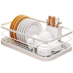 Factory Direct Price Dish Bowl Drain <b>Storage</b> Rack Metal Basket Organizer <b>Kitchen</b> Sink Dishes <b>Storage</b> Rack with Utensil Holder - Product Image 2