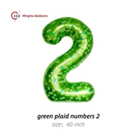 Ballons en Mylar à chiffres de 40 pouces, motif à carreaux vert pixelisé, chiffres 0 à 9, ensemble complet, style jeu Minecraft, grands chiffres, pour enfants