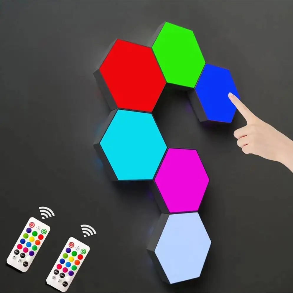 Creative Smart Amovible Quantum Modulaire Tactile Hexagone Lumières Applique Murale Led Veilleuse Hexagone Lumières