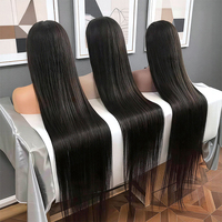 Peluca frontal de encaje HD transparente sin pegamento con cutículas alineadas, grado salón estadounidense, cabello humano virgen vietnamita liso SDD
