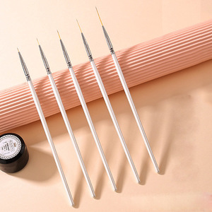 Pinceau à ongles à manche en bois blanc 6mm 9mm 12mm 19mm 29mm pour liner, détails fins, rayures françaises, peinture artistique, manucure, salon - Product Image 1